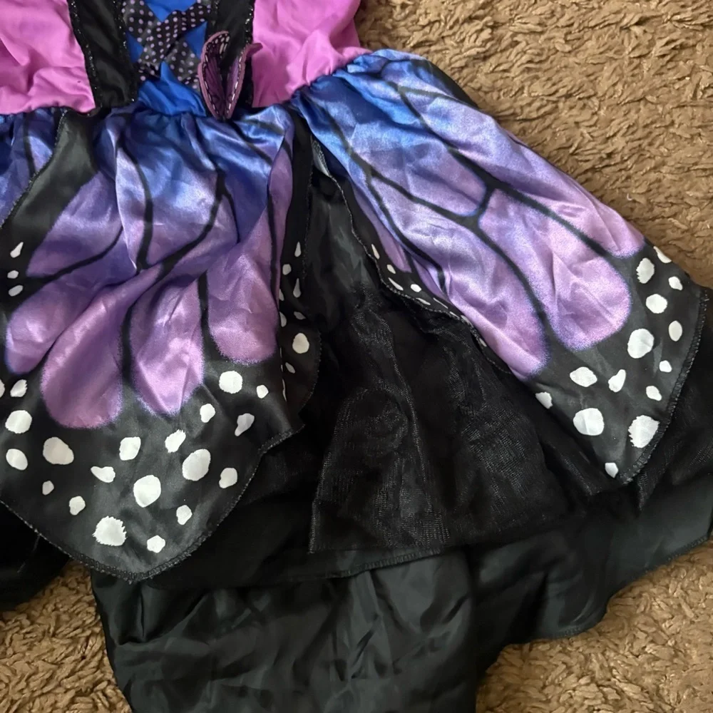 Butterfly Costume Dress NEW Small 4-6 Purple Black Kids Halloween
